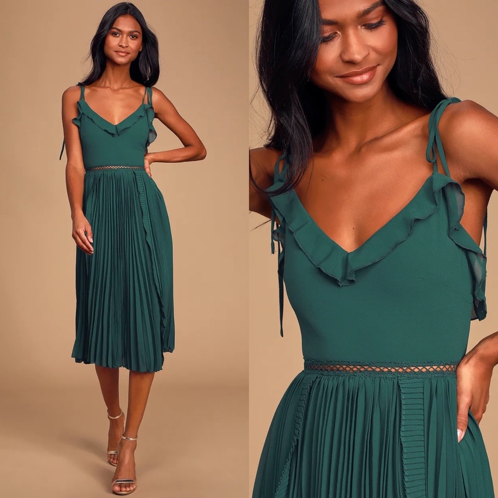Lulus Never a Dull Moment Emerald Green Midi Dress